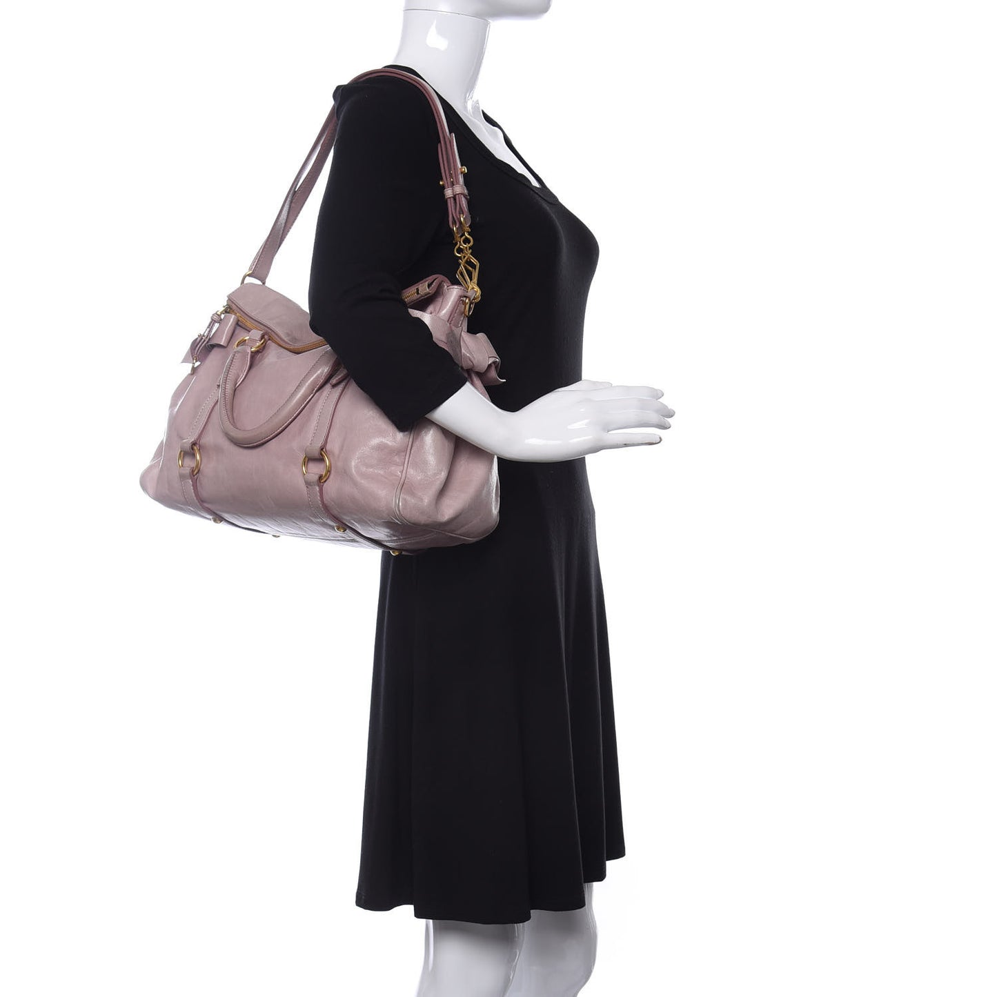 Vitello Lux Large Bow Bag Mughetto