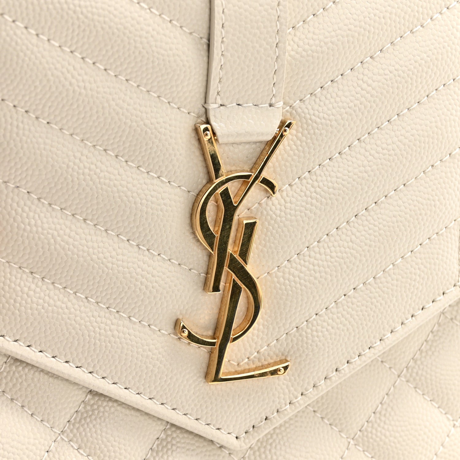 Saint Laurent Grain De Poudre Textured Mixed Matelasse Triquilt Monogram Clutch Crema Soft 9 of 9