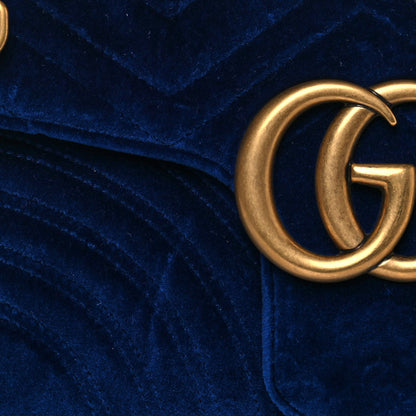 Gucci Velvet Matelasse Medium GG Marmont Shoulder Bag Cobalt Blue 8 of 12