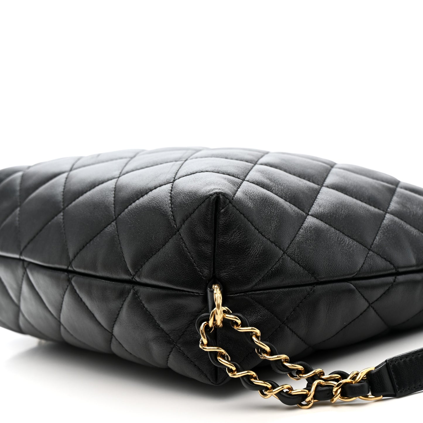 Lambskin Quilted Maxi Hobo Black