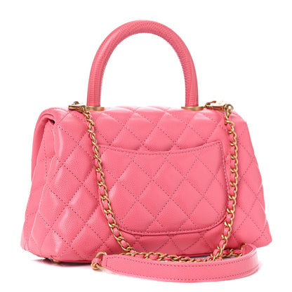 Chanel Caviar Lizard Embossed Quilted Mini Coco Handle Flap Pink 3 of 10