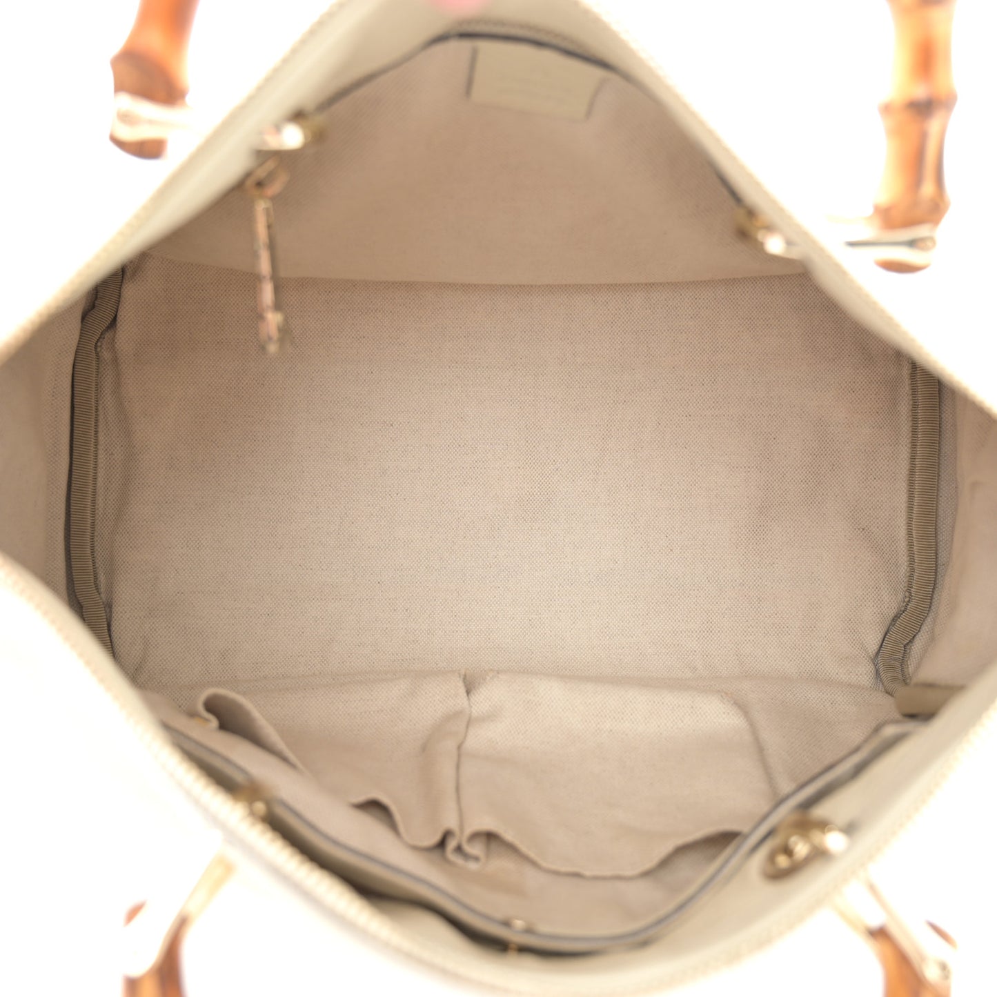 Calfskin Bamboo Medium Shopper Boston Mystic White