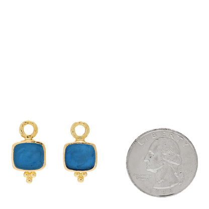 Elizabeth Locke 19K Yellow Gold Venetian Glass Peacock Pegasus Goddess Intaglio Earring Charms 2 of 5