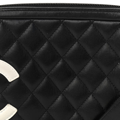 Chanel Calfskin Quilted Cambon Pochette Black White 8 of 11