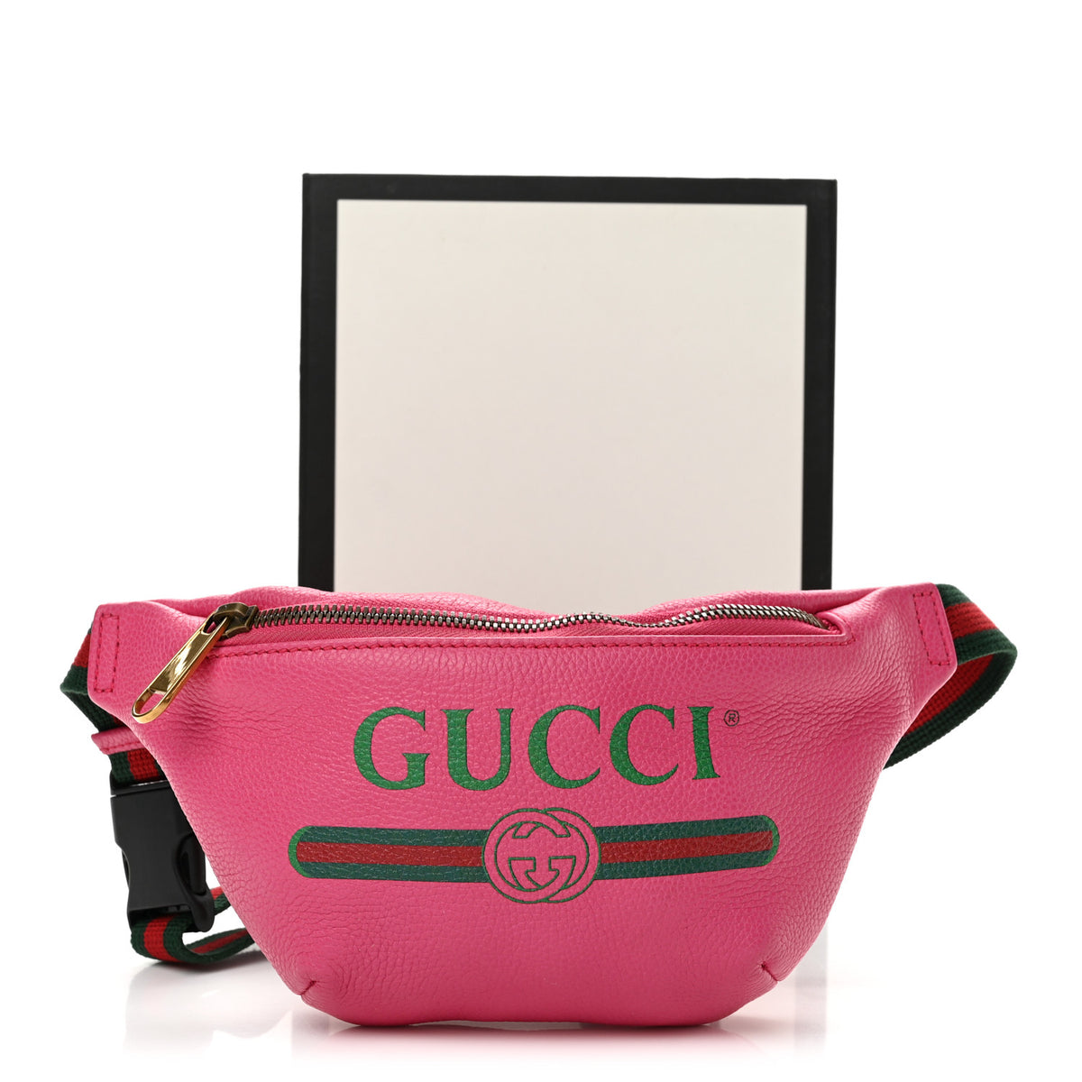 Grained Calfskin Small Logo Belt Bag Box Pink Green