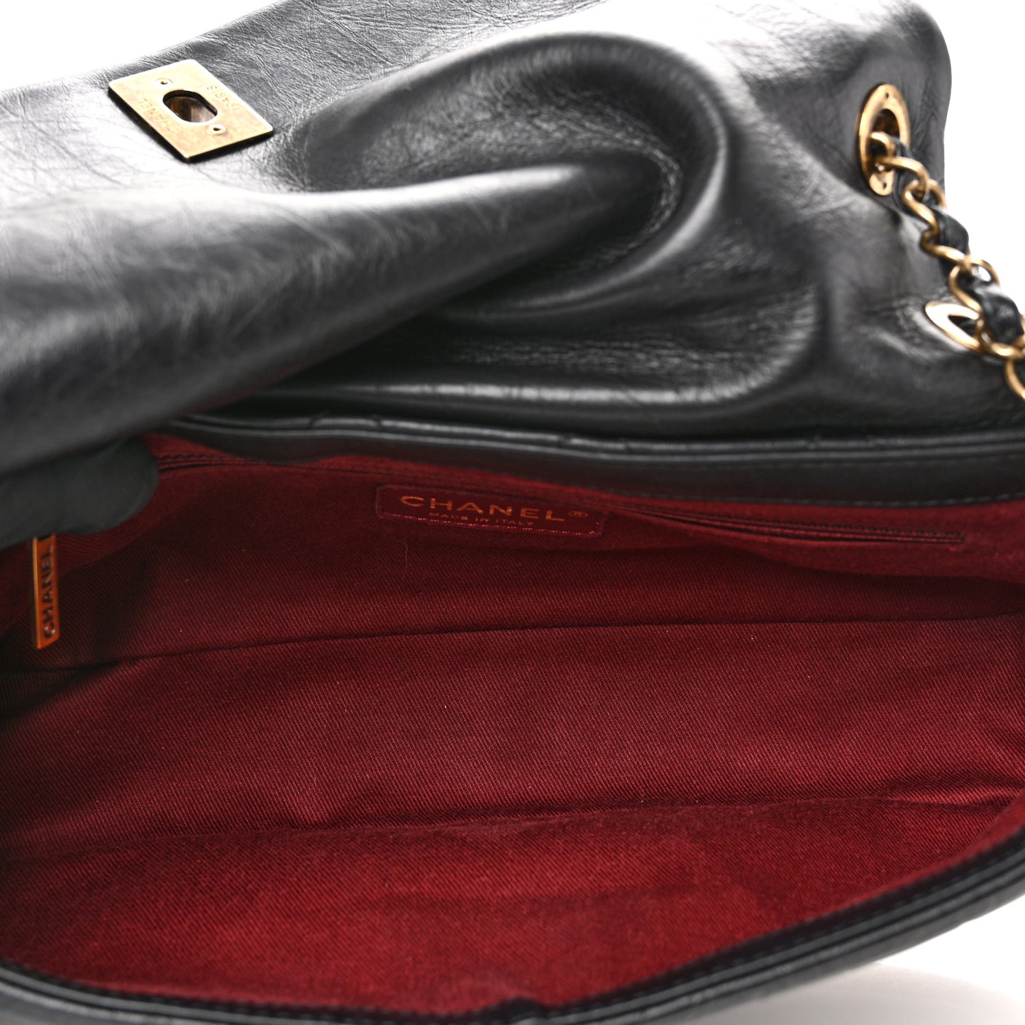 Aged Calfskin Quilted Small Pondichery Flap Black