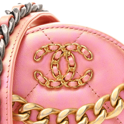 Chanel Iridescent Calfskin Quilted Chanel 19 Round Clutch With Chain Pink 8 of 10