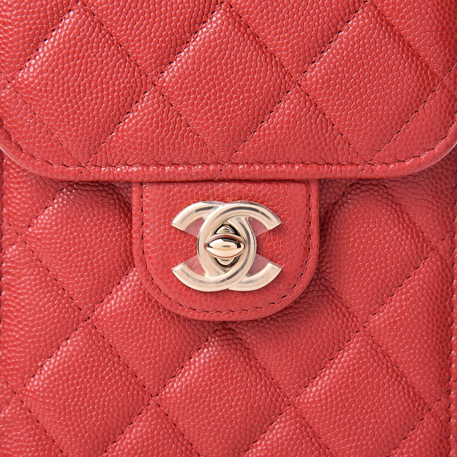 Chanel Caviar Quilted Classic Phone Holder Red 9 of 13