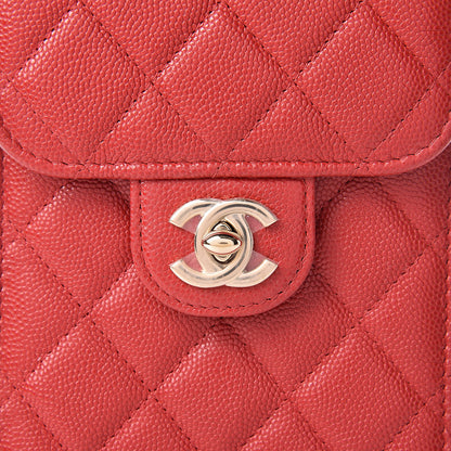 Chanel Caviar Quilted Classic Phone Holder Red 9 of 13