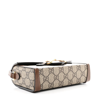 Gucci GG Supreme Monogram Mini Horsebit 1955 Shoulder Bag Beige Brown Sugar 3 of 11