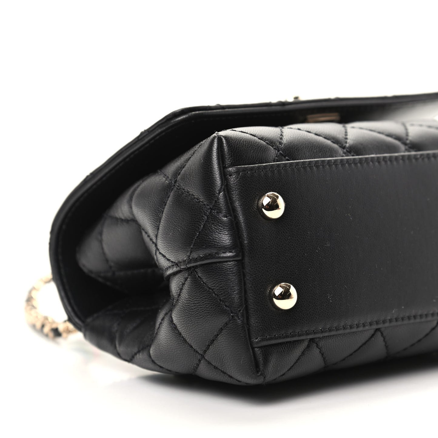 Goatskin Quilted Rainbow Extra Mini Coco Handle Flap Black