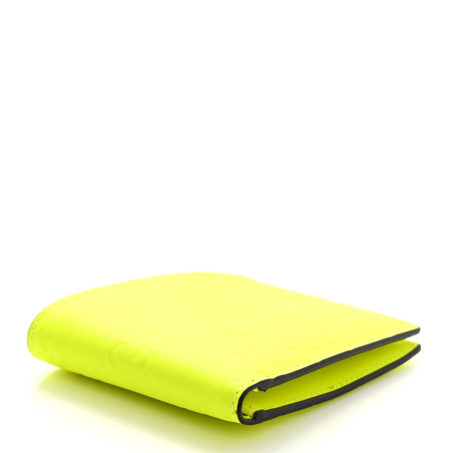 Rubber Effect GG Embossed Bi-Fold Wallet Fluorescent Yellow