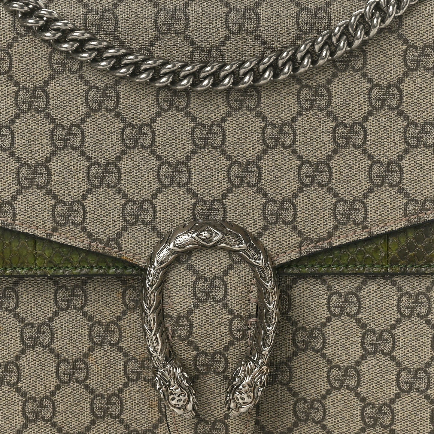 GG Supreme Monogram Snakeskin Medium Dionysus Shoulder Bag Green