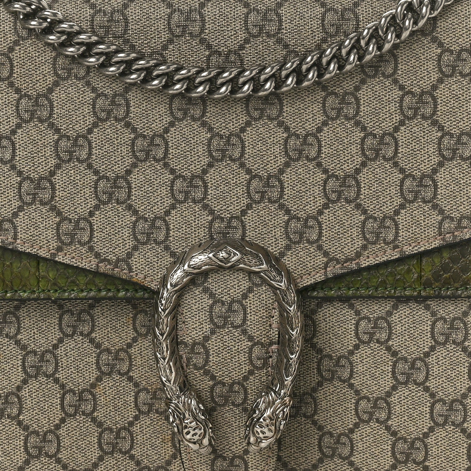 Gucci GG Supreme Monogram Snakeskin Medium Dionysus Shoulder Bag Green 9 of 12