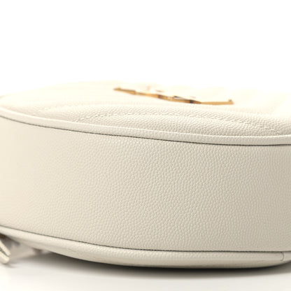 Saint Laurent Grain De Poudre Matelasse Chevron Quilted Round Vinyle Camera Bag Crema Soft 8 of 9