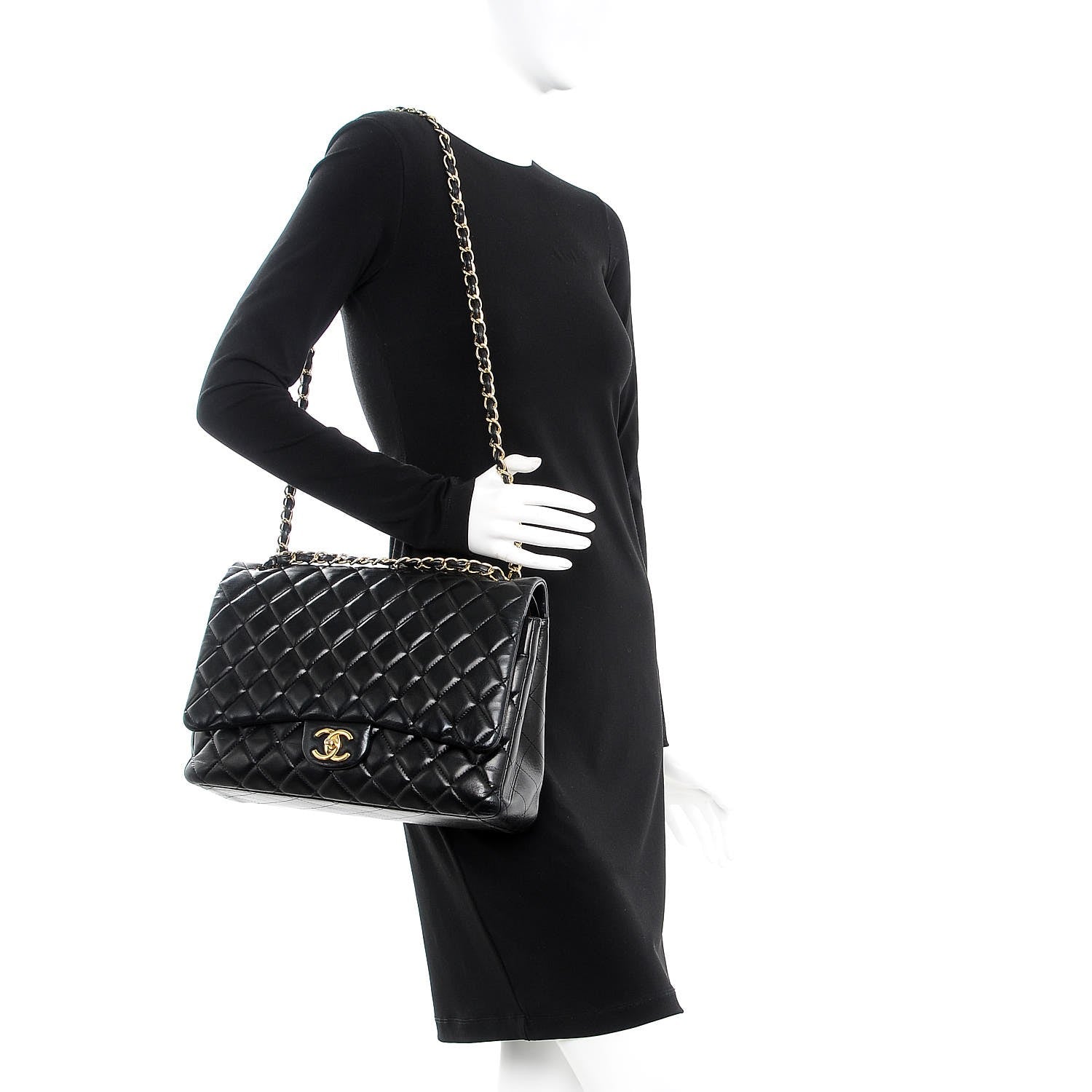 Chanel Lambskin Quilted Maxi Double Flap Black 2 of 13