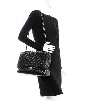 Chanel Lambskin Quilted Maxi Double Flap Black 2 of 13