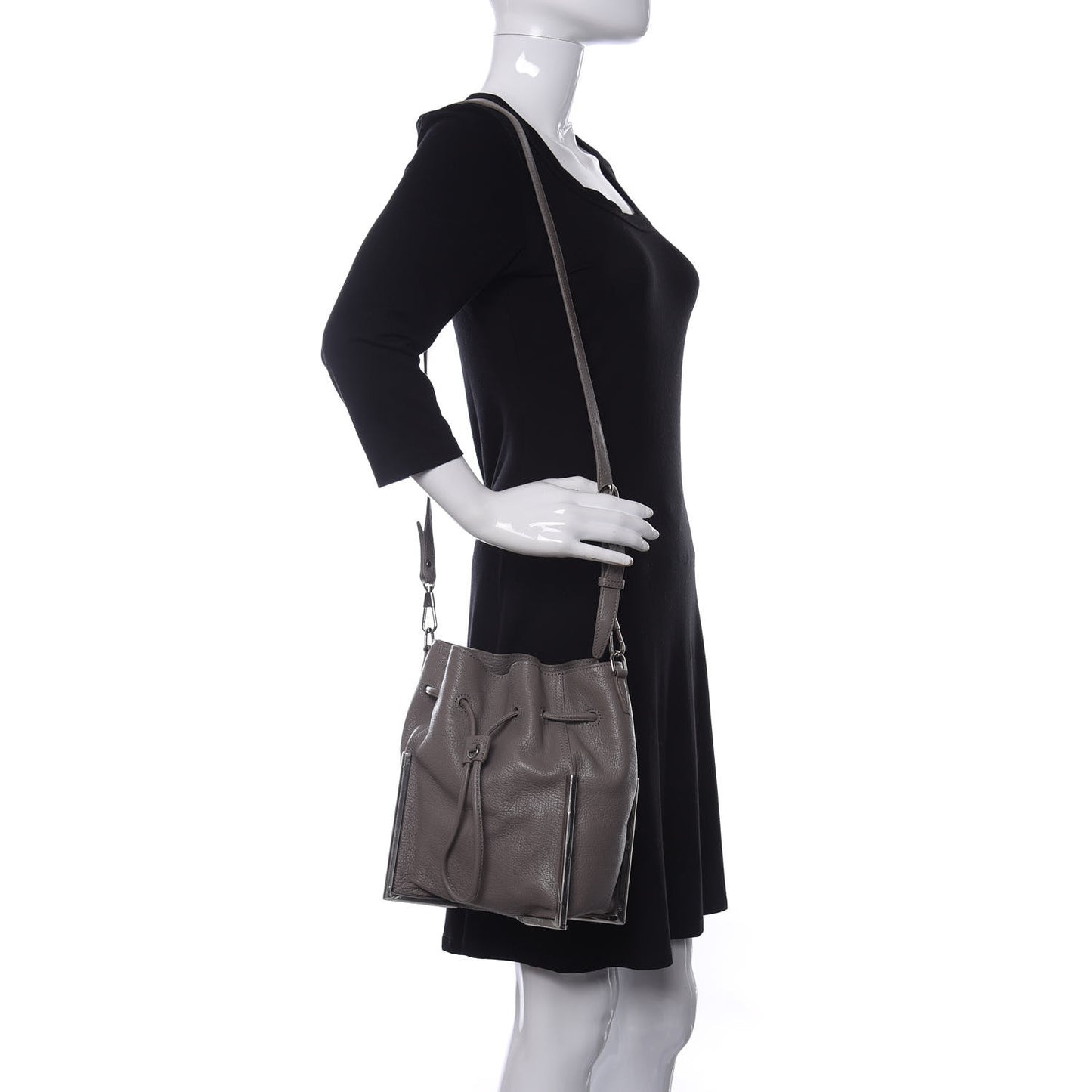 Calfskin Small Scout Bucket Bag Pebble