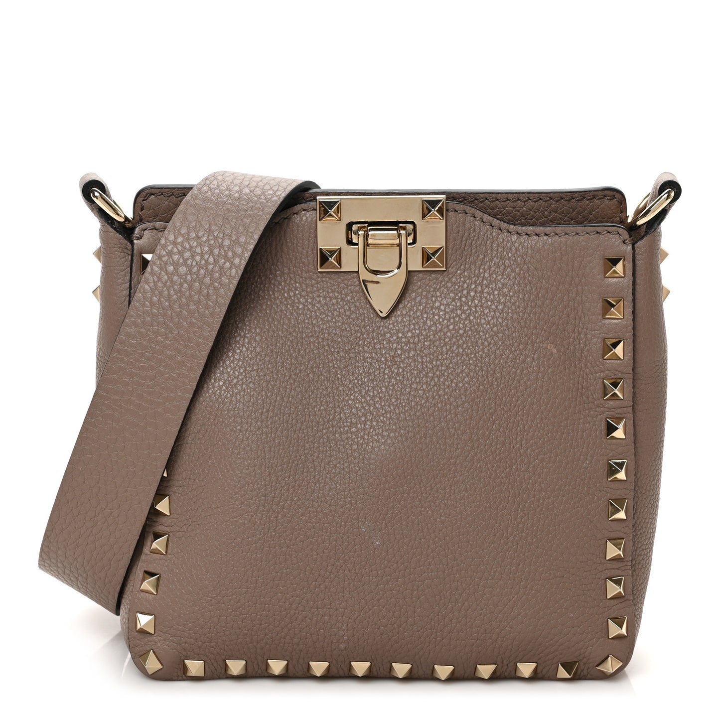 Pebbled Calfskin Mini Rockstud Flip-Lock Messenger Bag Poudre