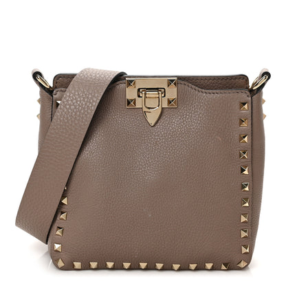 Valentino Garavani Pebbled Calfskin Mini Rockstud Flip-Lock Messenger Bag Poudre 1 of 8
