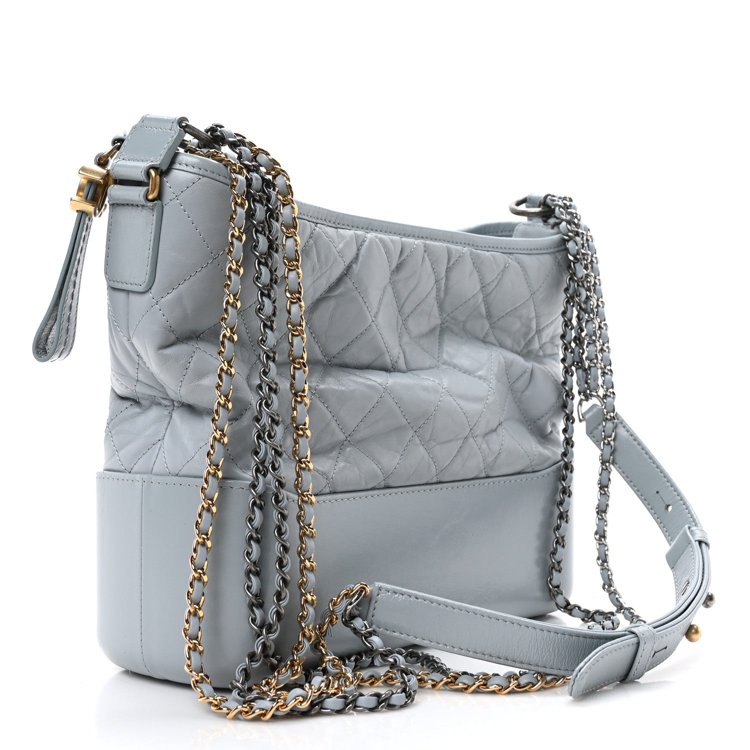 Chanel Aged Calfskin Quilted Medium Gabrielle Hobo Light Blue 3 of 10