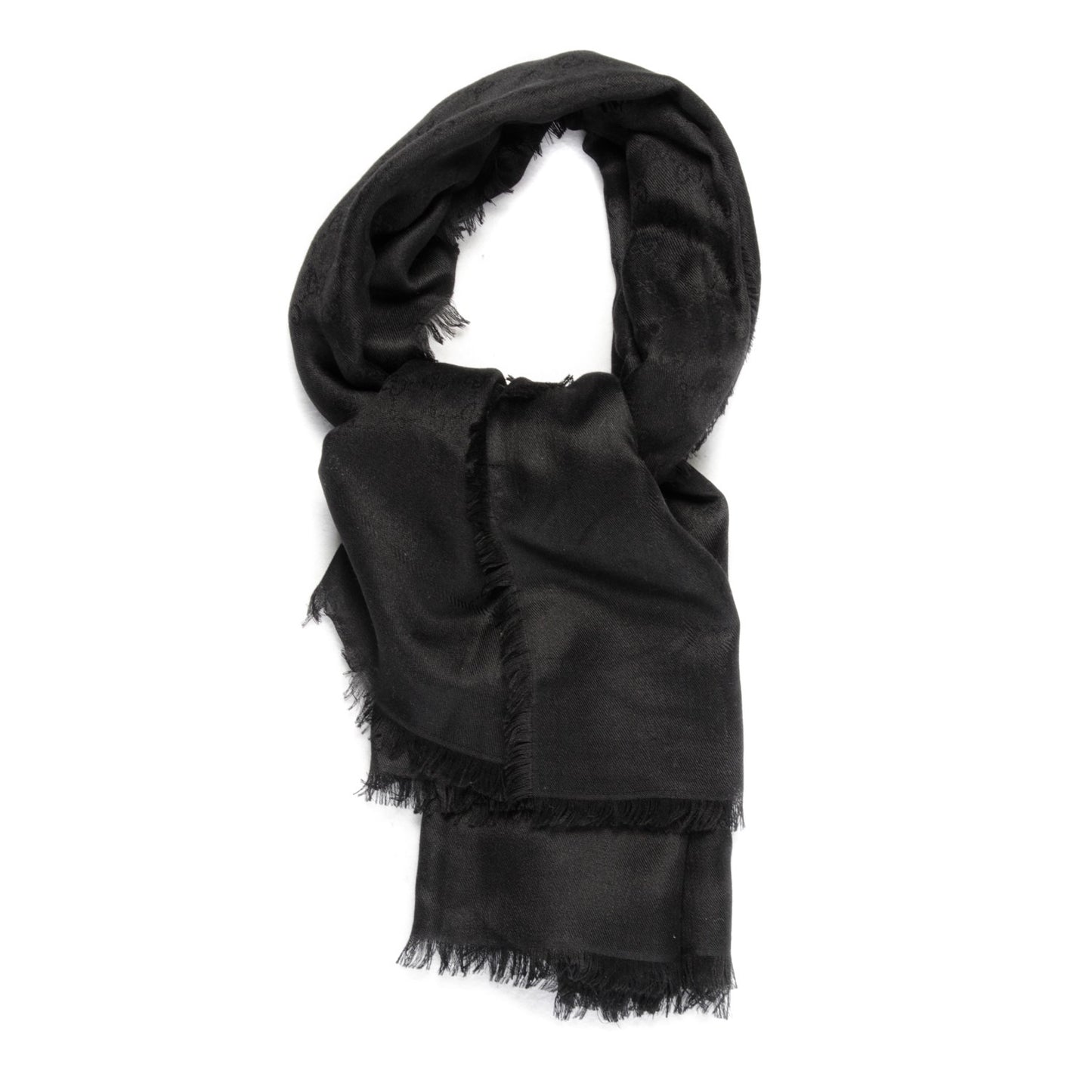 Wool Silk GG Monogram GGNat Scarf Black