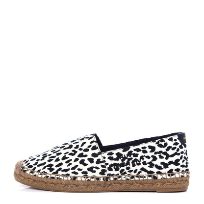 Saint Laurent Canvas Leopard Print Espadrilles 40 White Black 1 of 12