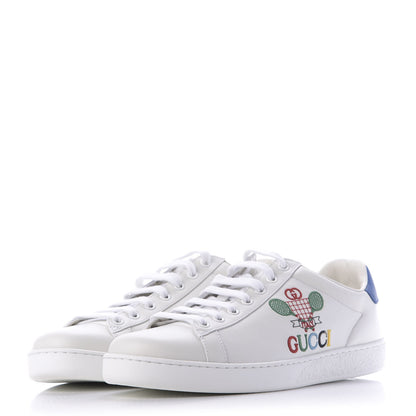 Gucci Calfskin Miro Soft Tennis Embroidered Womens Ace Sneakers 39.5 White Rio Blue 3 of 12