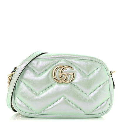 Gucci Iridescent Nappa Chevron Matelasse Small GG Marmont Chain Shoulder Bag Iridescent Salvy Green 1 of 11