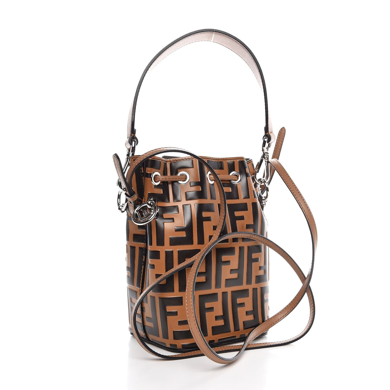 Fendi Vitello Liberty F is Fendi FF Embossed Mini Mon Tresor Bucket Bag Tobacco Black 4 of 9