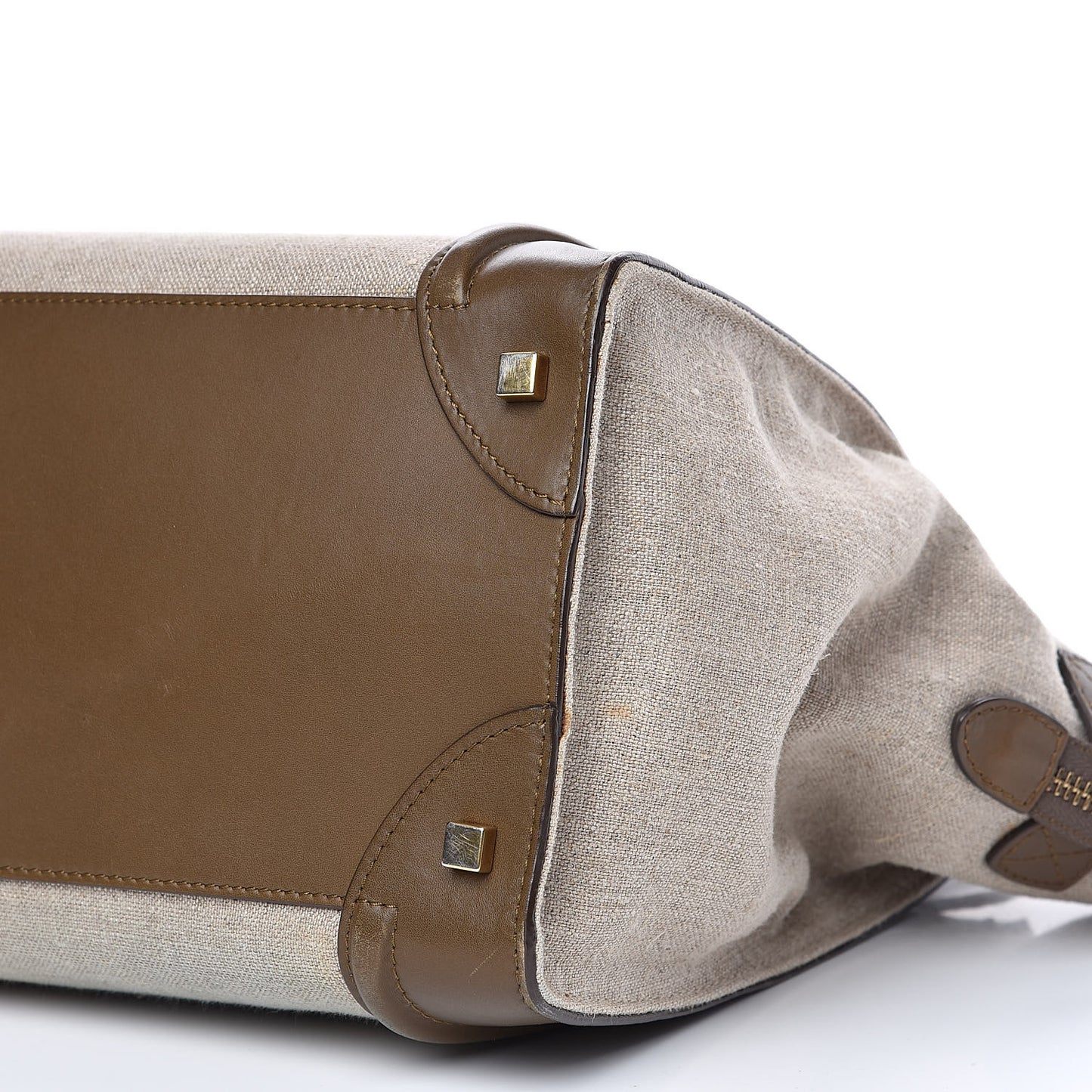 Natural Canvas Smooth Calfskin Mini Luggage Brown