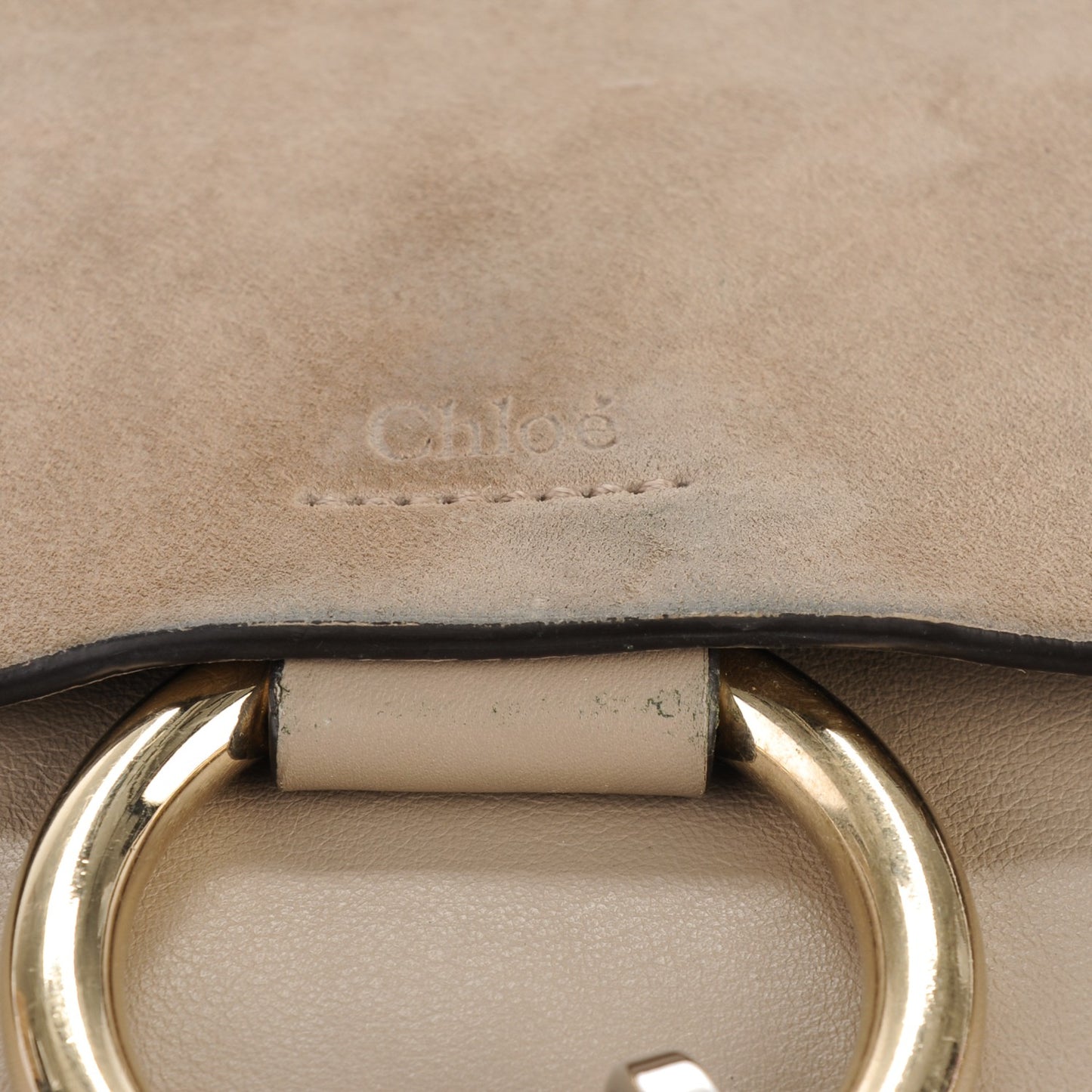 Suede Calfskin Small Faye Shoulder Bag Motty Grey