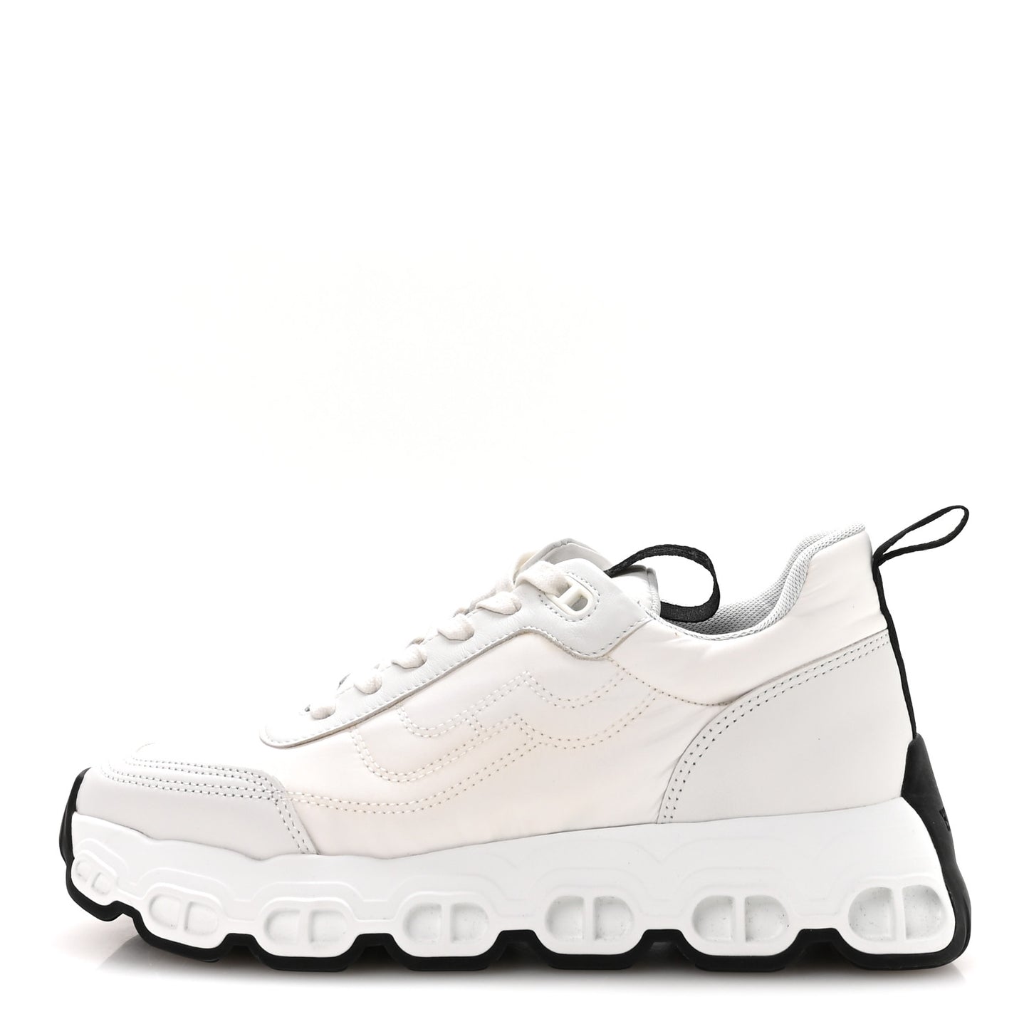 Parachute Fabric Calfskin Impulse Sneakers 38.5 White
