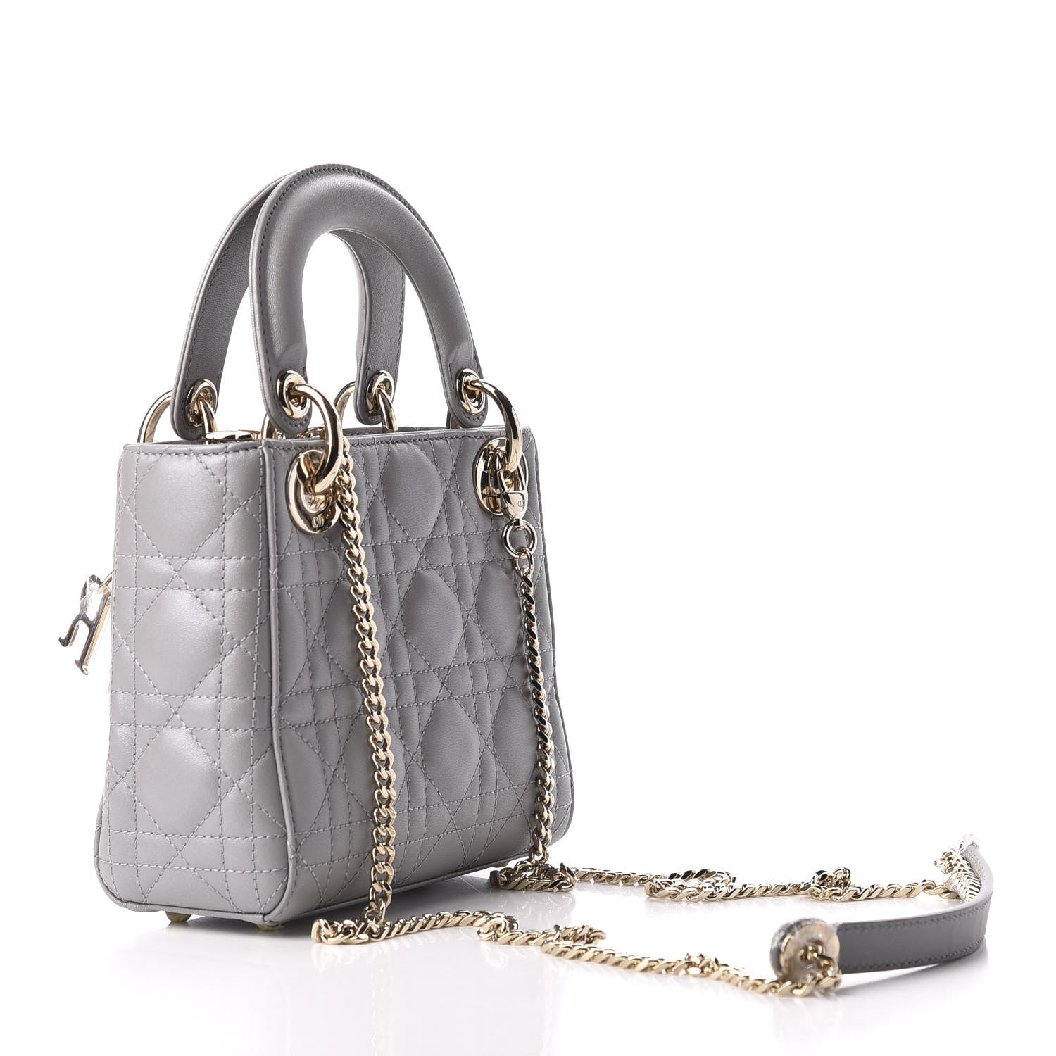 Christian Dior Lambskin Cannage Mini Lady Dior Grey 3 of 8