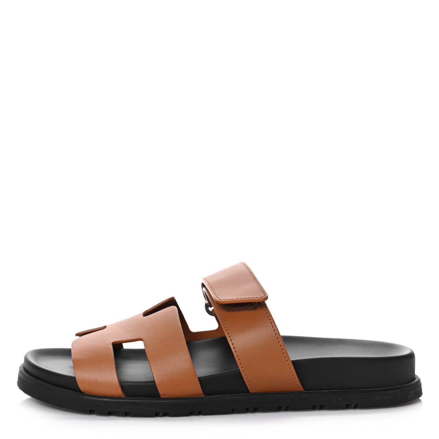 Hermes Calfskin Womens Chypre Sandals 38.5 Gold 1 of 12