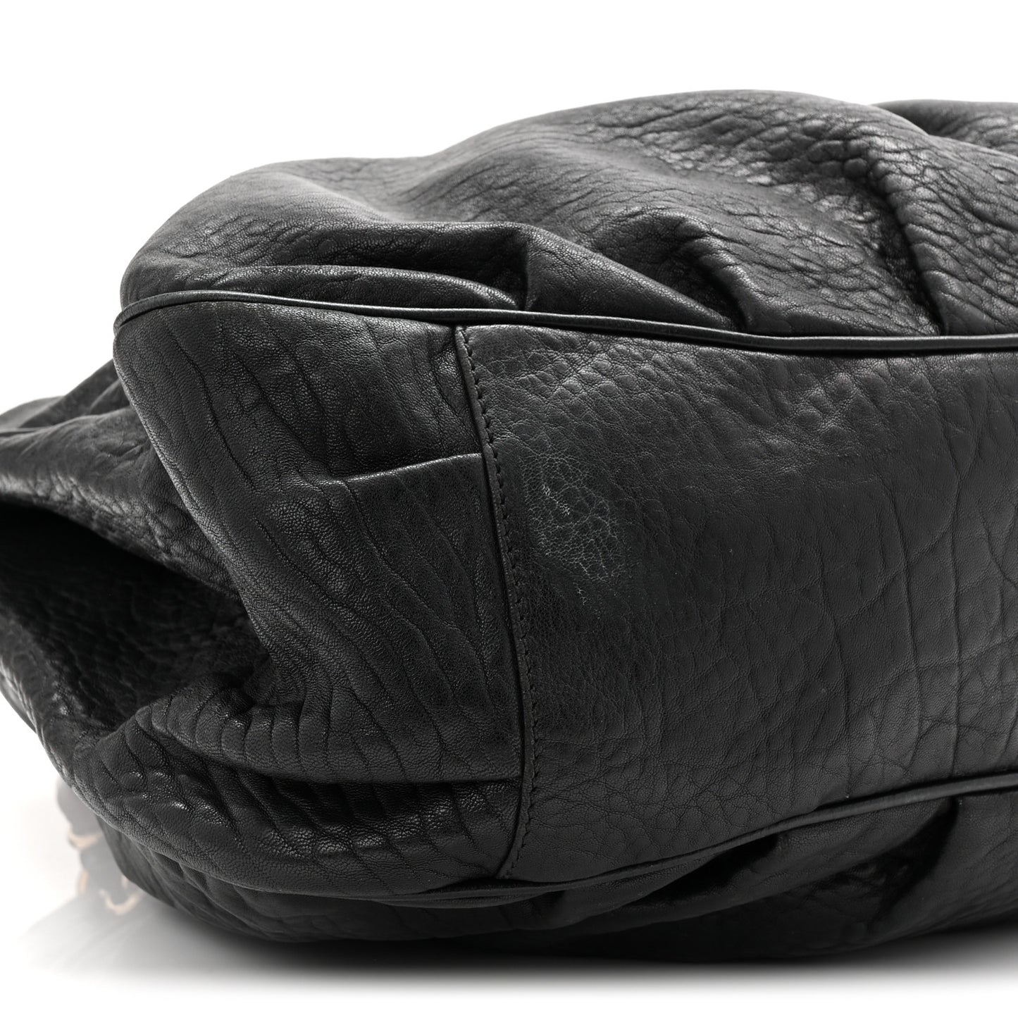 Crinkled Lambskin Mia Tote Black