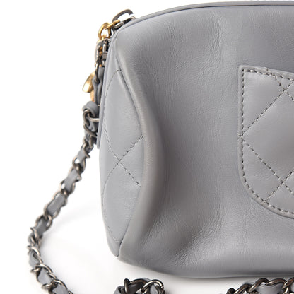 Chanel Calfskin Chain 20s Signature Bowling Bag Light Gray 10 of 12