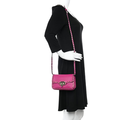 Valentino Garavani Vitello Mini Rockstud Flap Saddle Crossbody Bag Fuxia 2 of 12