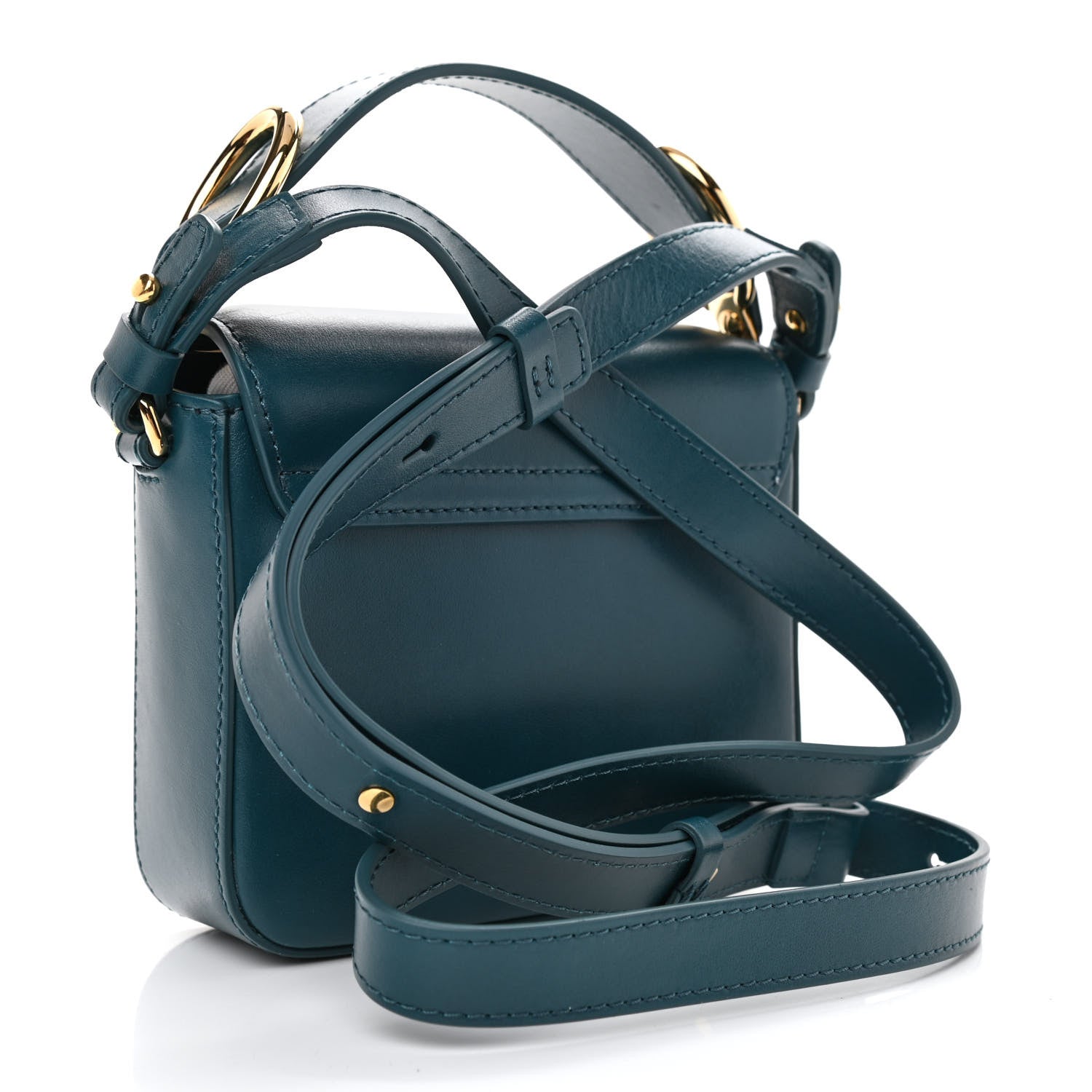 Chloe Shiny Calfskin Suede Mini C Double Carry Blue 3 of 8