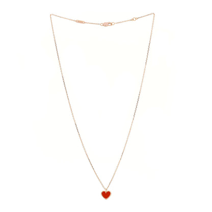 Van Cleef & Arpels 18K Rose Gold Carnelian Sweet Alhambra Heart Pendant Necklace 3 of 6
