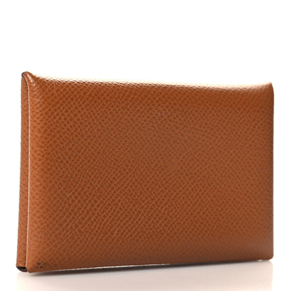 Hermes Epsom Calvi Card Case Gold 3 of 11