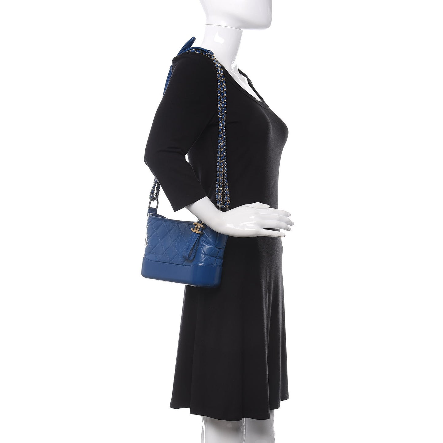 Aged Calfskin Quilted Small Gabrielle Hobo Blue