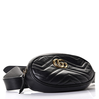 Gucci Calfskin Matelasse GG Marmont Belt Bag 75 30 Black 3 of 6