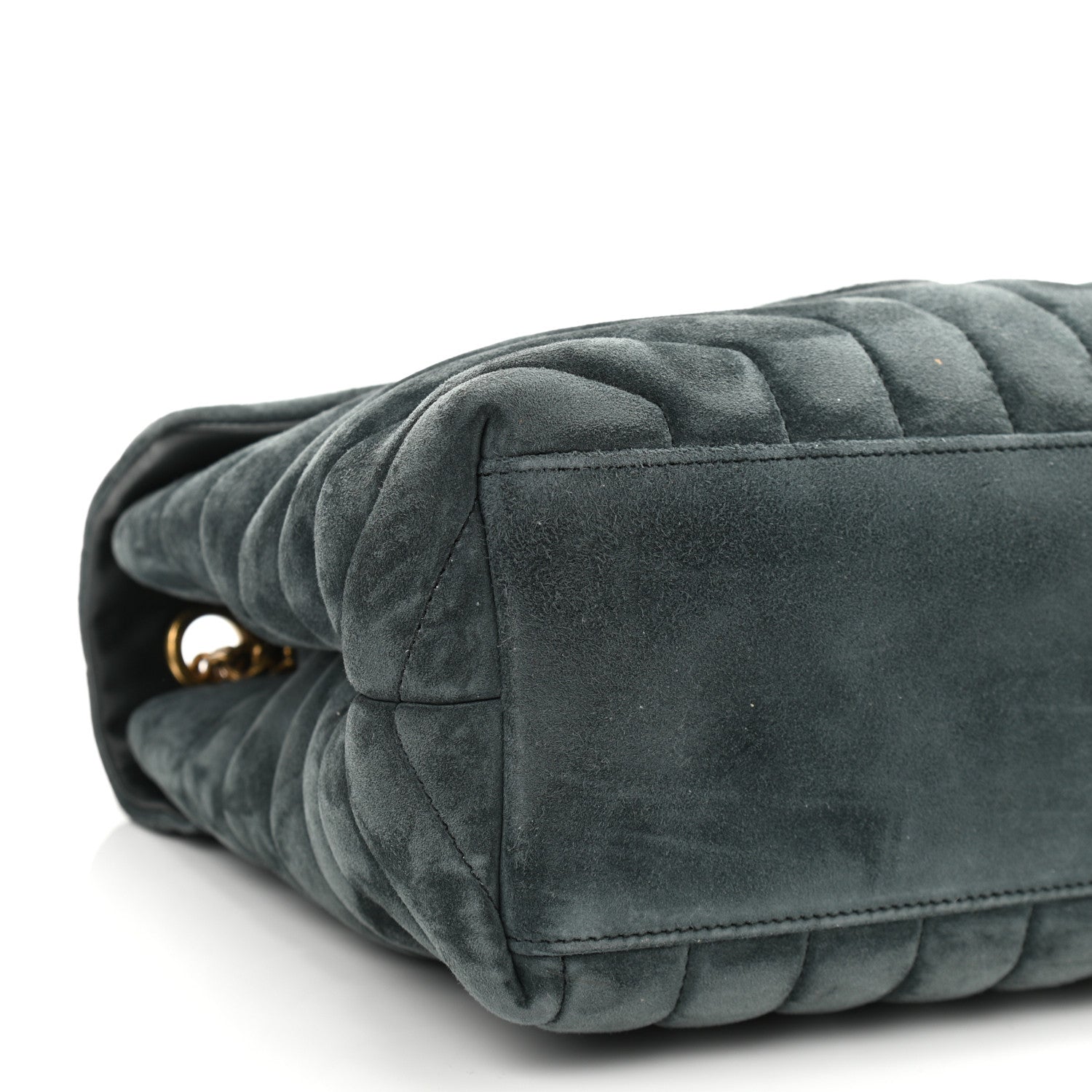 Saint Laurent Suede Y Quilted Monogram Medium Loulou Chain Satchel Deep Green 5 of 11