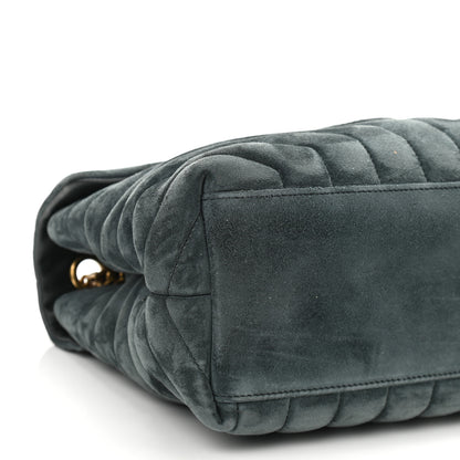Saint Laurent Suede Y Quilted Monogram Medium Loulou Chain Satchel Deep Green 5 of 11
