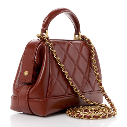 Chanel Shiny Lambskin Quilted Mini Cocodoc Top Handle Bag Brown 3 of 12