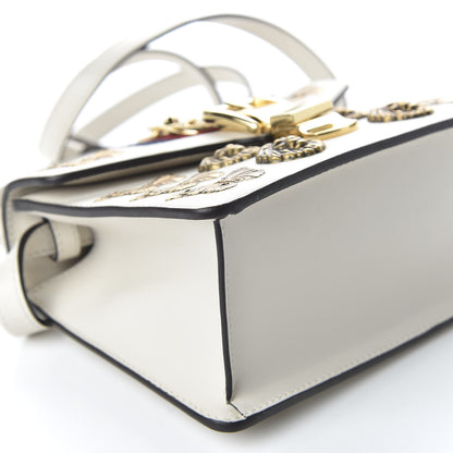 Gucci Calfskin Animal Studs Mini Sylvie Top Handle Bag White 6 of 9