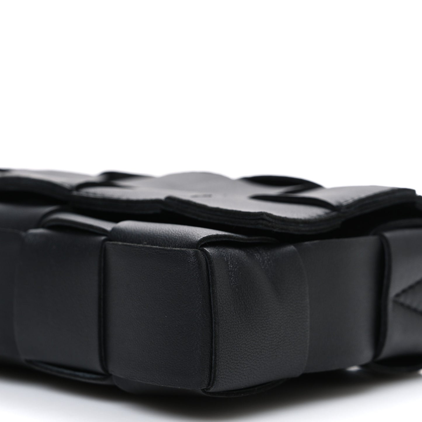 Lambskin Maxi Intreccio Small Cassette Crossbody Bag Black