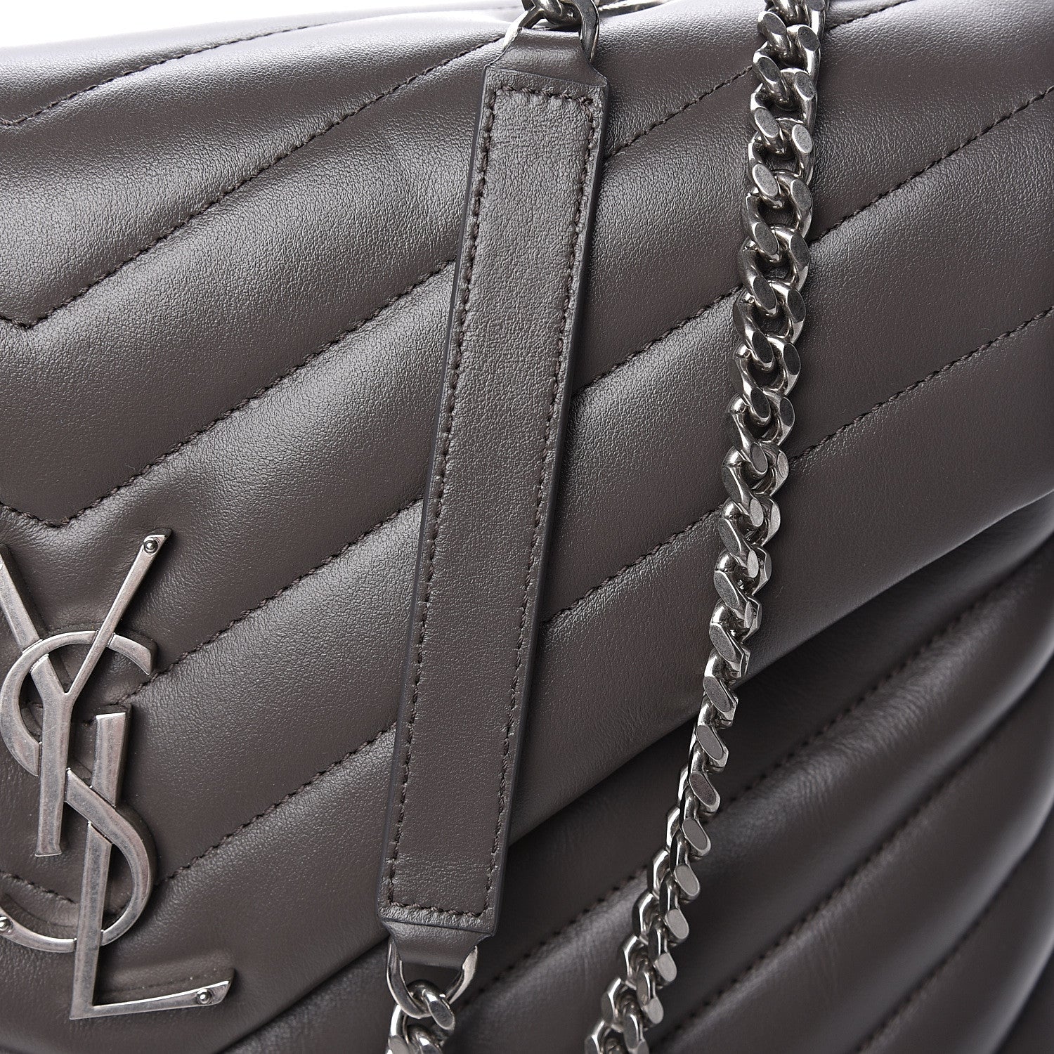 Saint Laurent Calfskin Y Quilted Monogram Medium Loulou Chain Satchel Earth 8 of 11