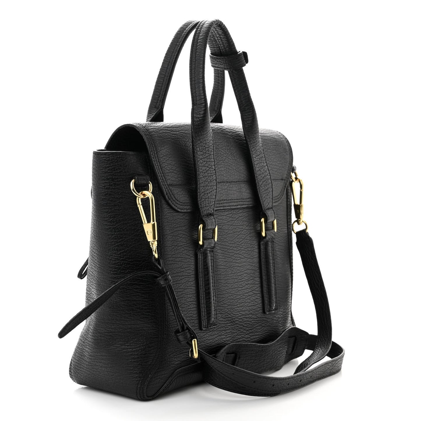 Textured Calfskin Medium Pashli Satchel Black